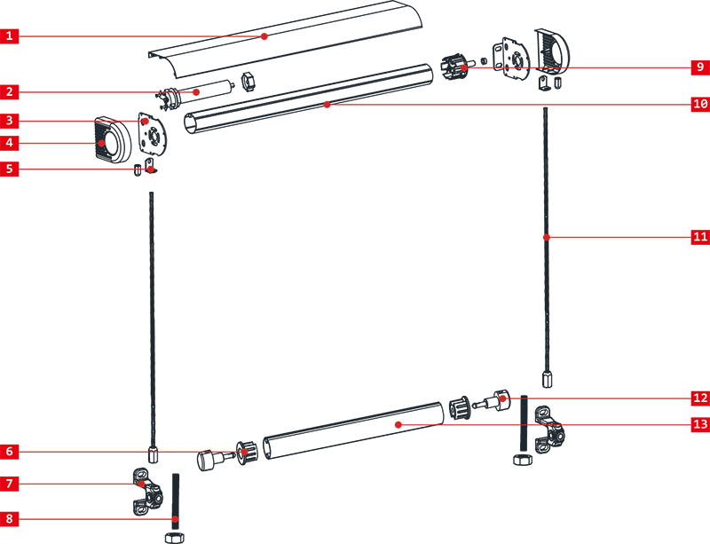 Window Awning C102 Exploded Parts Diagram